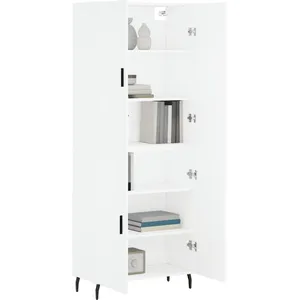 vidaXL Buffet haut Blanc 69,5x34x180 cm Bois d'ingénierie pas cher