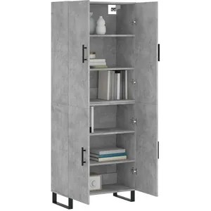 vidaXL Buffet haut Gris béton 69,5x34x180 cm Bois d'ingénierie pas cher