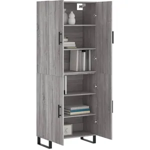 vidaXL Buffet haut Sonoma gris 69,5x34x180 cm Bois d'ingénierie pas cher