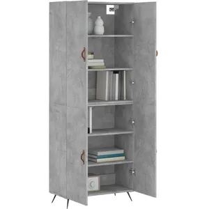 vidaXL Buffet haut Gris béton 69,5x34x180 cm Bois d'ingénierie pas cher