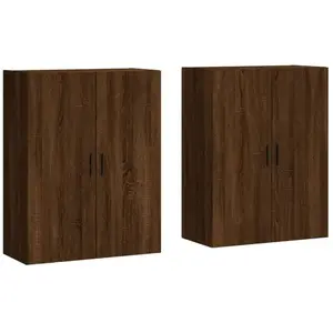 vidaXL Armoires murales 2 pcs chêne marron 69,5x34x90 cm pas cher