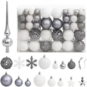 Comparateur de prix : VIDAXL Ensemble de boules de Noël 111 pièces blanc et gris polystyrène, boule de sapin de Noël, décoration de Noël à suspendre, décoration de Noël