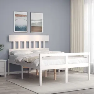 vidaXL Lit pour personne âgée et tête de lit 140x200 cm bois massif pas cher