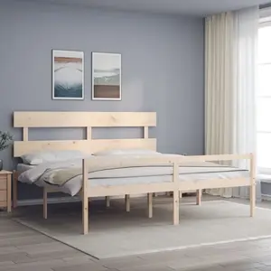 vidaXL Lit pour personne âgée et tête de lit 200x200 cm bois massif