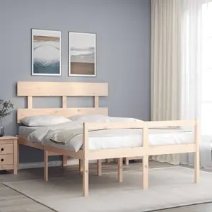 vidaXL Lit pour personne âgée et tête de lit 120x200 cm bois massif pas cher