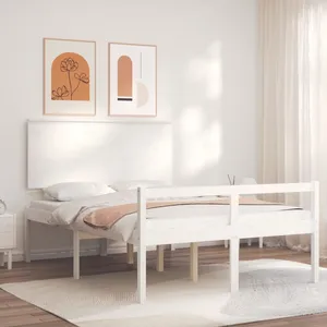 vidaXL Lit pour personne âgée et tête de lit 140x190 cm bois massif pas cher