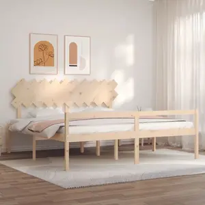vidaXL Lit pour personne âgée et tête de lit 200x200 cm bois massif