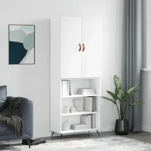 vidaXL Buffet haut Blanc 69,5x34x180 cm Bois d'ingénierie pas cher