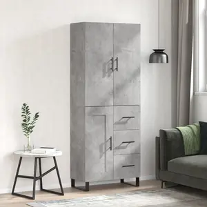 vidaXL vidaXL Buffet haut Gris béton 69,5x34x180 cm Bois d'ingénierie pas cher