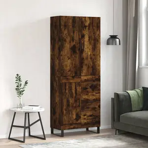 VIDAXL Buffet haut Chêne fumé 69,5x34x180 cm Bois d'ingénierie pas cher