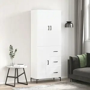 vidaXL Vidaxl Buffet Haut Blanc 69,5x34x180 Cm Bois D'ingénierie pas cher