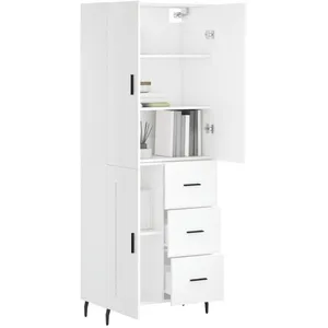 vidaXL Buffet haut Blanc 69,5x34x180 cm Bois d'ingénierie pas cher