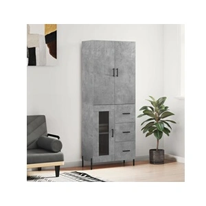 vidaXL Buffet haut Gris béton 69,5x34x180 cm Bois d'ingénierie pas cher