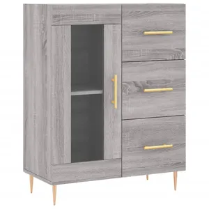 vidaXL Buffet haut Sonoma gris 69,5x34x180 cm Bois d'ingénierie pas cher