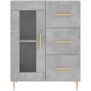 vidaXL Buffet haut Gris béton 69,5x34x180 cm Bois d'ingénierie pas cher