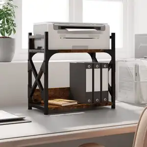vidaXL Support d'imprimante à 2 niveaux chêne fumé 40x20x40 cm pas cher
