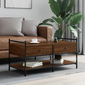 vidaXL Table basse chêne marron 99x50x50 cm bois d'ingénierie pas cher