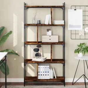 Comparateur de prix : vidaXL Bibliothèque 5 niveaux chêne fumé 76x32x158cm bois d'ingénierie