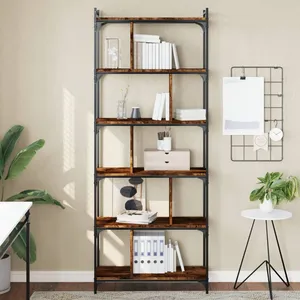 Comparateur de prix : vidaXL Bibliothèque 6 niveaux chêne fumé 76x32x192cm bois d'ingénierie