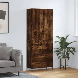 vidaXL Buffet haut Chêne fumé 69,5x34x180 cm Bois d'ingénierie pas cher
