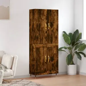 vidaXL Vidaxl Buffet Haut Chêne Fumé 69,5x34x180 Cm Bois D'ingénierie pas cher
