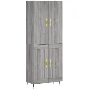 vidaXL Vidaxl Buffet Haut Sonoma Gris 69,5x34x180 Cm Bois D'ingénierie pas cher