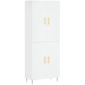 vidaXL Buffet haut Blanc 69,5x34x180 cm Bois d'ingénierie pas cher