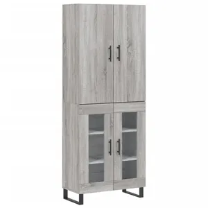 vidaXL Buffet haut Sonoma gris 69,5x34x180 cm Bois d'ingénierie pas cher