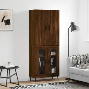 vidaXL Buffet haut Chêne marron 69,5x34x180 cm Bois d'ingénierie pas cher