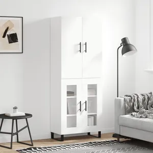 vidaXL Buffet haut Blanc 69,5x34x180 cm Bois d'ingénierie pas cher