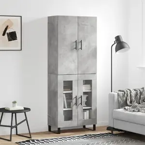 vidaXL Buffet haut Gris béton 69,5x34x180 cm Bois d'ingénierie pas cher