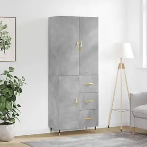 vidaXL Buffet haut Gris béton 69,5x34x180 cm Bois d'ingénierie pas cher