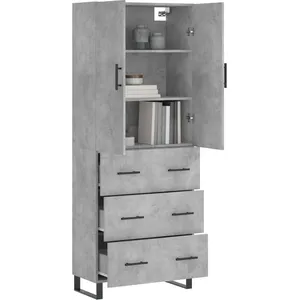 vidaXL Buffet haut Gris béton 69,5x34x180 cm Bois d'ingénierie pas cher