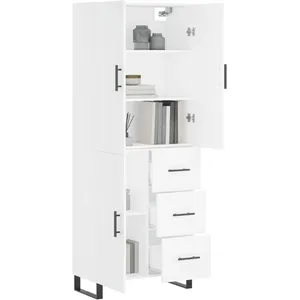 vidaXL Buffet haut Blanc 69,5x34x180 cm Bois d'ingénierie pas cher