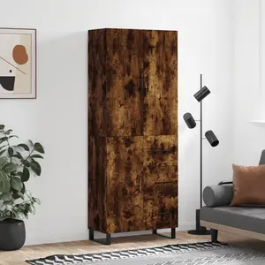 vidaXL Buffet haut Chêne fumé 69,5x34x180 cm Bois d'ingénierie pas cher