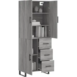 vidaXL Buffet haut Sonoma gris 69,5x34x180 cm Bois d'ingénierie pas cher