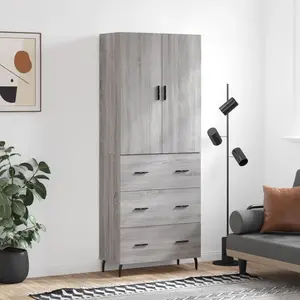 vidaXL Buffet haut Sonoma gris 69,5x34x180 cm Bois d'ingénierie pas cher