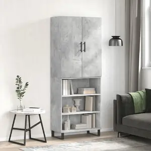 vidaXL Buffet haut Gris béton 69,5x34x180 cm Bois d'ingénierie pas cher