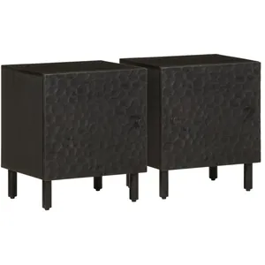 vidaXL Tables de chevet 2 pcs noir 40x33x46 cm bois de manguier solide pas cher