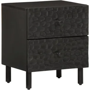 vidaXL Table de chevet noir 40x33x46 cm bois de manguier solide pas cher