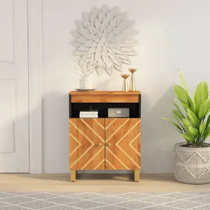 vidaXL Armoire latérale marron et noir 60x33,5x75 cm bois de manguier pas cher