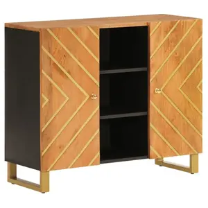 vidaXL Armoire latérale marron et noir 90x33,5x75 cm bois de manguier pas cher