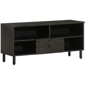 vidaXL Meuble TV noir 100x33x46 cm bois massif de manguier pas cher