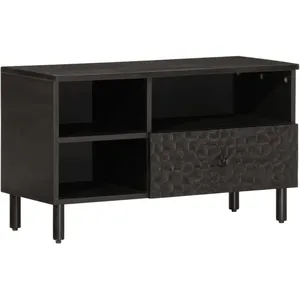 vidaXL Meuble TV noir 80x33x46 cm bois massif de manguier pas cher