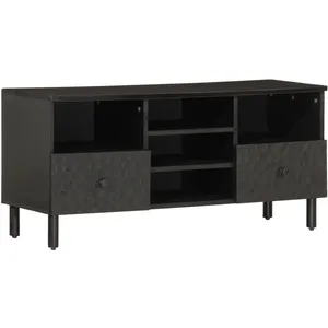 vidaXL Meuble TV noir 100x33x46 cm bois massif de manguier pas cher