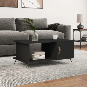 vidaXL Table basse noir 90x50x40 cm bois d'ingénierie pas cher