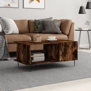 vidaXL Table basse chêne fumé 90x50x40 cm bois d'ingénierie pas cher