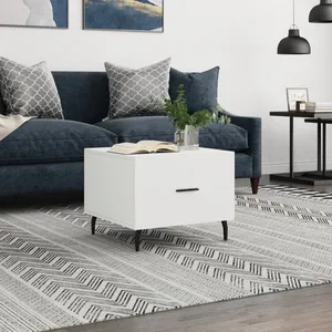 vidaXL Table basse blanc 50x50x40 cm bois d'ingénierie pas cher