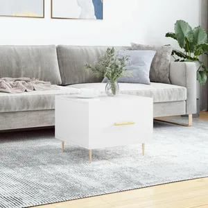 vidaXL Table basse blanc brillant 50x50x40 cm bois d'ingénierie pas cher