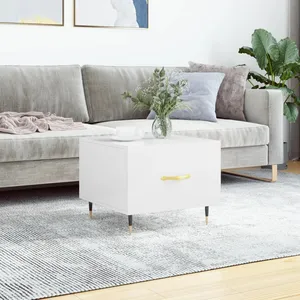 Comparateur de prix : vidaXL Table basse blanc brillant 50x50x40 cm bois d'ingénierie